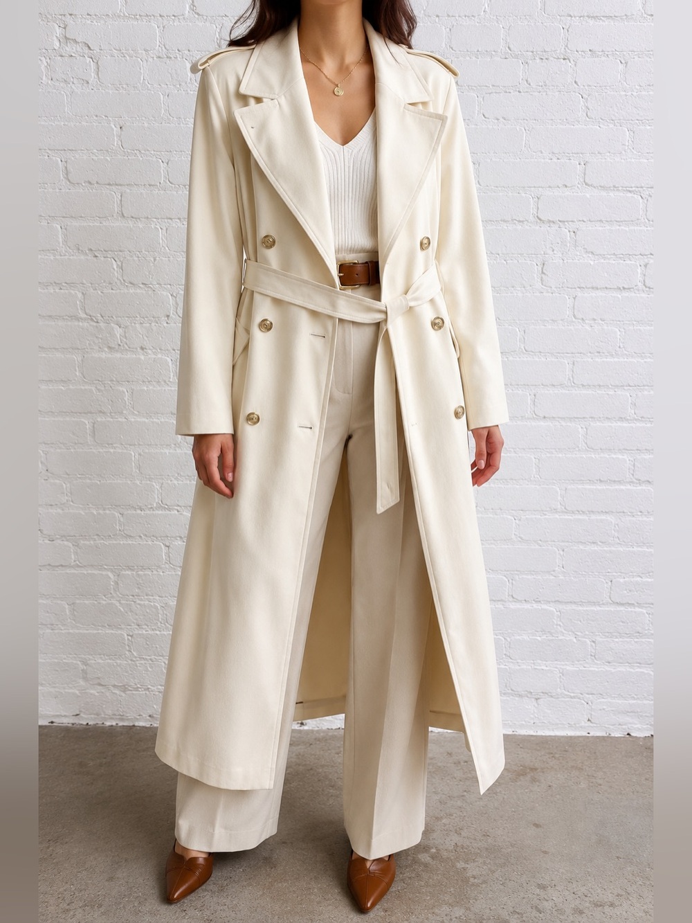 Vintage J. Gallery Cream Trench Coat Gold Anchor Buttons Old Money 7/8